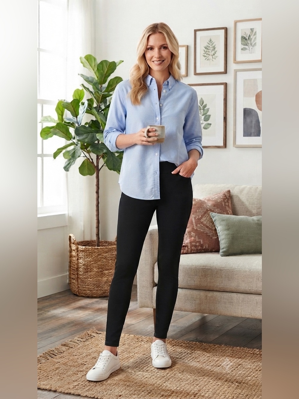 Black Skinny Knit Ankle Pants - Women